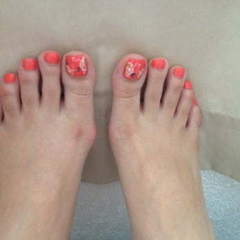 K3 Nails N Spa - Coral w/floral design - Nail Salons Near Me - San Jose, California K3 Nails N Spa - Coral w/floral design - Nail Salons Near Me - San Jose, California