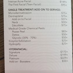 The Face and The Body Spa & Salon - This is the entire skincare page