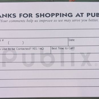 Publix - This is the front side of their comment card. Photo taken February 9, 2025. - Grocery Near Me - Virginia Beach, Virginia Publix - This is the front side of their comment card. Photo taken February 9, 2025. - Grocery Near Me - Virginia Beach, Virginia