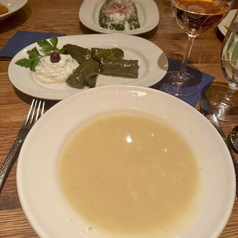Estia - Front to back: Avgolemono, Dolmades, Asparagus - Cocktail Bars Near Me - Radnor, Pennsylvania