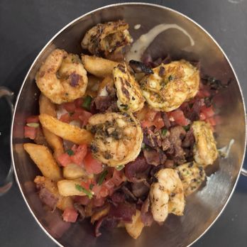 Arts District Kitchen - Loaded Nashville fries with Diablo shrimp. - Asian Fusion Near Me - Las Vegas, Nevada Arts District Kitchen - Loaded Nashville fries with Diablo shrimp. - Asian Fusion Near Me - Las Vegas, Nevada