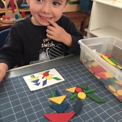 Using manipulatives to make geometic patterns.