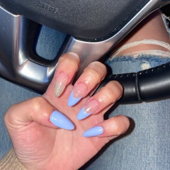 Vana Nails Spa - Gelx with design. Blue French tip - Nail Salons Near Me - Walnut, California Vana Nails Spa - Gelx with design. Blue French tip - Nail Salons Near Me - Walnut, California