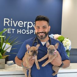 Riverpark Pet Hospital - Fresno - Dr. Nayyar with Gordy and Gigi