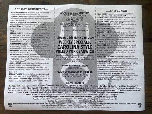 Menu photo 1 Bob's Well Bread Los Alamos, CA