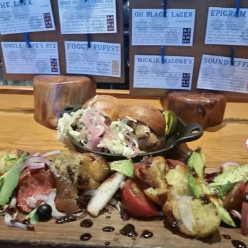 Discretion Brewing - Pulled pork sliders and the heirloom panzanella. - Breweries Near Me - Soquel, California