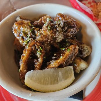 Osteria - Egg plant and calamari tossed in a cherry pepper argodulce sauce.  Very good. - Italian Near Me - Oklahoma City, Oklahoma