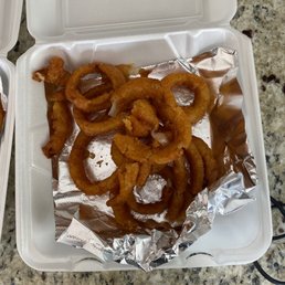 This is what 14 dollars gets you in a large onion ring. This place has gone way down hill over the years.