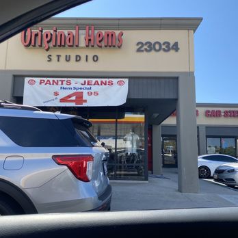 Original Hems Studio - Not the best pic but pant hems start at $4.95 my jeans were $4.95 - Sewing & Alterations Near Me - Laguna Hills, California Original Hems Studio - Not the best pic but pant hems start at $4.95 my jeans were $4.95 - Sewing & Alterations Near Me - Laguna Hills, California