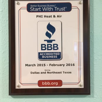 PHI Heat & Air - We got our BBB accreditation for the year. - Heating & Air Conditioning/HVAC Near Me - Gainesville, Texas PHI Heat & Air - We got our BBB accreditation for the year. - Heating & Air Conditioning/HVAC Near Me - Gainesville, Texas