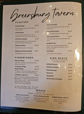Menu photo 3 Greersburg Tavern Darlington, PA