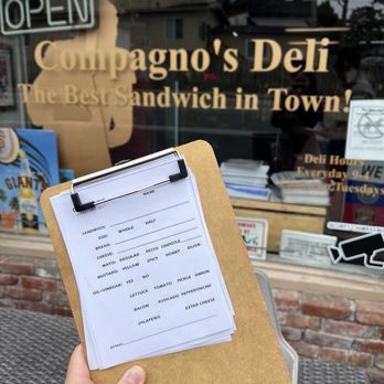 Compagno's Market & Deli - The order sheet (they have menus with the list of sandwiches and breads posted in the store window) - Delis Near Me - Monterey, California