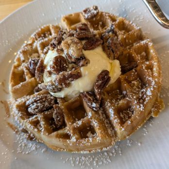 Bee Brothers - Waffle with mascarpone and candy pecans - Breakfast & Brunch Near Me - Romeoville, Illinois