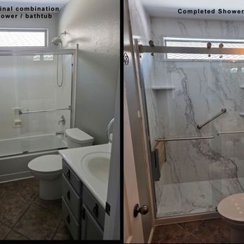 Five Star Bath Solutions - Before and after work by 5-Start team done in 2-days - Kitchen & Bath Near Me Five Star Bath Solutions - Before and after work by 5-Start team done in 2-days - Kitchen & Bath Near Me