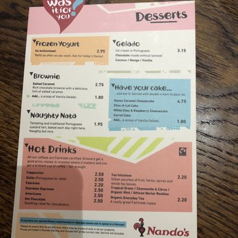 Nando's - Desserts menu - Chicken Shop Near Me - London, XGL Nando's - Desserts menu - Chicken Shop Near Me - London, XGL