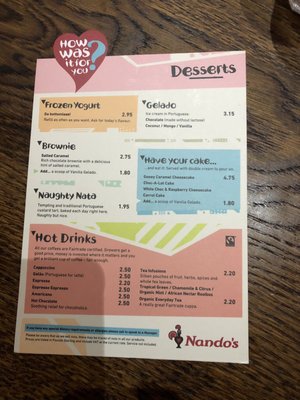 Menu photo 3 Nando's London, XGL Menu photo 3 Nando's London, XGL
