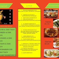 El Charrito - Menu, note change the valley taco is only available on Fridays. Delicious sauce!