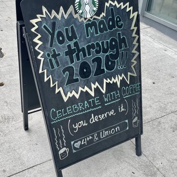 Starbucks - a chalk board with a sign that says you made it through - Coffee & Tea Near Me - Brooklyn, New York Starbucks - a chalk board with a sign that says you made it through - Coffee & Tea Near Me - Brooklyn, New York