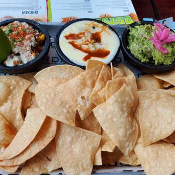 Condado Tacos - Three buds - street corn, dirty queso, guac - Tacos Near Me - Kalamazoo, Michigan