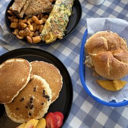 Whitehouse General Store - 2 Egg on a Kaiser Roll with Bacon and Cheese, Pancakes, 3 Egg Omlette