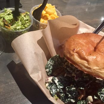 The Stand - American Classics Redefined - Kale chicken sandwich with side of Mac& cheese & chimichurri slaw - New American Near Me - Irvine, California