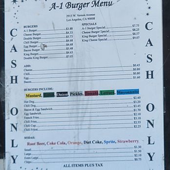 A-1 Burgers - Menu - Burgers Near Me - Los Angeles, California A-1 Burgers - Menu - Burgers Near Me - Los Angeles, California