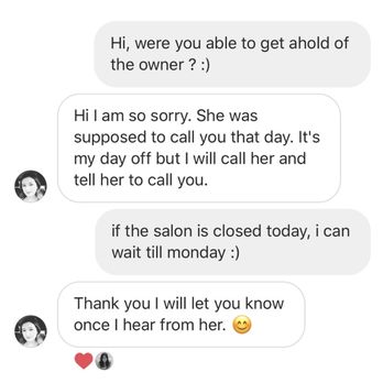 Bellazza Beauty Bar 2.0 - Me being very considerate and nice trying to reach out to Gelly and being left on seen. - Hair Salons Near Me - Tucson, Arizona