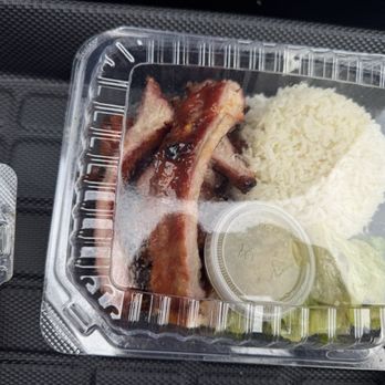Roast Eatery - Three item rice plate with pork ribs, bbq pork and soy sauce chicken. - Chinese Near Me - Brentwood, California Roast Eatery - Three item rice plate with pork ribs, bbq pork and soy sauce chicken. - Chinese Near Me - Brentwood, California