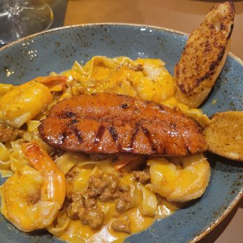 Posada Alta Cocina - Shrimp and chorizo pasta. - Desserts Near Me - Livermore, California