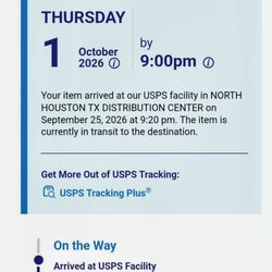 United States Postal Service - PROOF IT'S BEEN SITTING AT THE NORTH HOUSTON DISTRIBUTION CENTER ALL THIS TIME AND NEVER SENT TO CONROE TO BE DELIVERED!!!