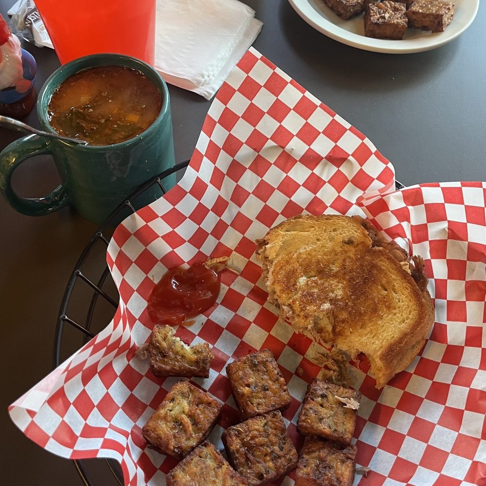 Spud nuggets, Duck Confit grilled cheese, Portuguese kale soup