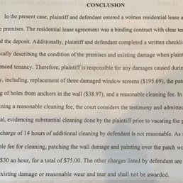 Conclusion of law suit. Conclusion of law suit.
