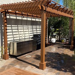 New outdoor kitchen in the side yard.