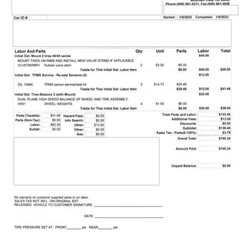 Actual charge at Custom Alignment