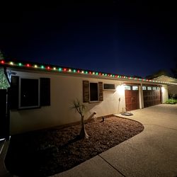 Multi-color Christmas light installation in Olivenhain