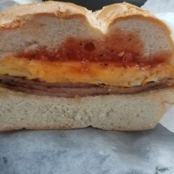 Seaport Diner - Taylor Ham, Egg and Cheese on a roll. Roll was soft and fresh. Good sandwich. - Diners Near Me - Elizabeth, New Jersey Seaport Diner - Taylor Ham, Egg and Cheese on a roll. Roll was soft and fresh. Good sandwich. - Diners Near Me - Elizabeth, New Jersey