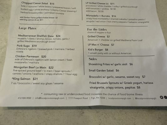 Menu photo 1 Local Provisions Pittsburgh, PA