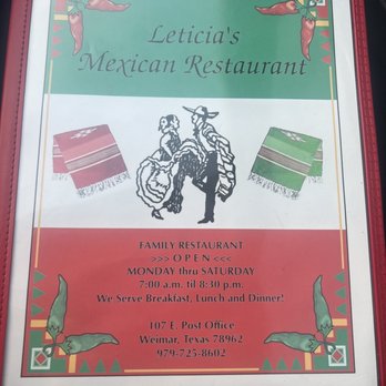 Leticias Mexican Restaurant - Full menu - Mexican Near Me - Weimar, Texas Leticias Mexican Restaurant - Full menu - Mexican Near Me - Weimar, Texas
