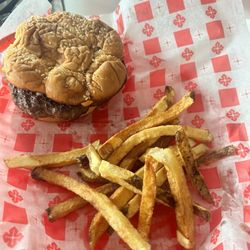 Kaw Lija’s - My cheeseburger and fries. I got a few more fries than my wife.