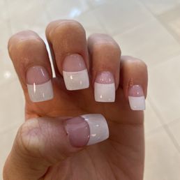 Chunky French tips bad shaping and cuts Chunky French tips bad shaping and cuts