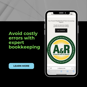A & R Tax Services - Avoid costly errors with expert bookkeeping. Stay organized, save time, and keep your finances on track with A&R Accounting & Tax Services. - Business Consulting Near Me - Brooklyn, New York A & R Tax Services - Avoid costly errors with expert bookkeeping. Stay organized, save time, and keep your finances on track with A&R Accounting & Tax Services. - Business Consulting Near Me - Brooklyn, New York