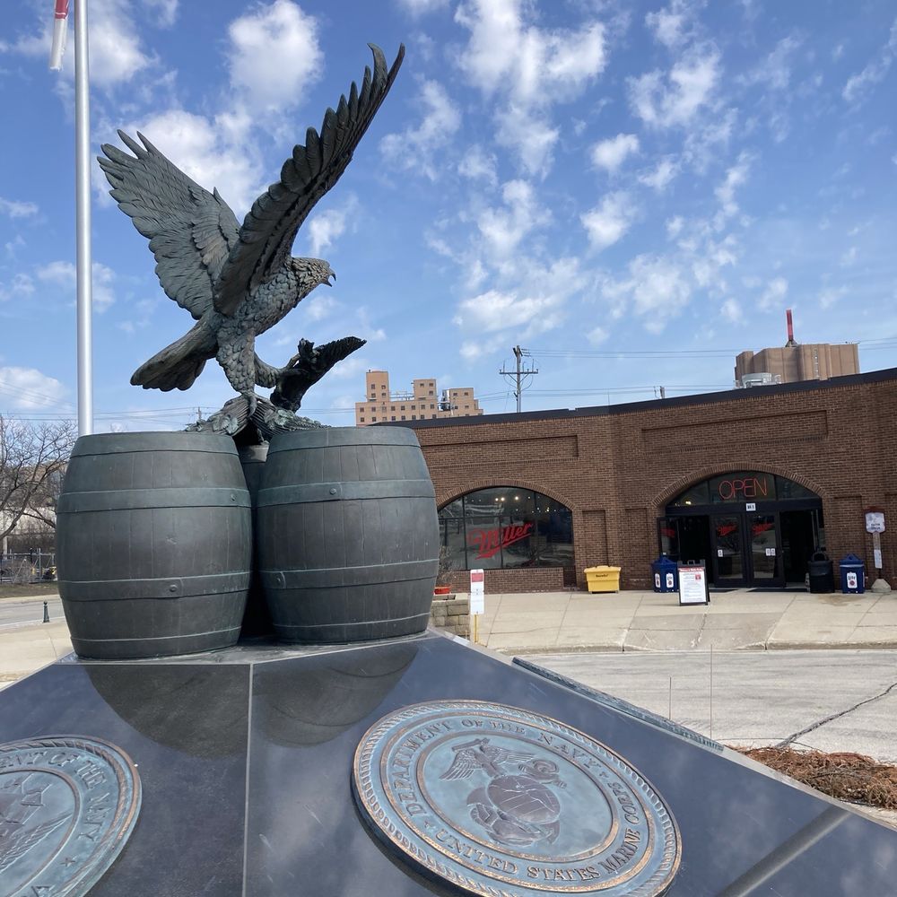Miller Brewery Tour - Miller Eagle pedestal in front of visitor center - Beer Tours Near Me - Milwaukee, Wisconsin