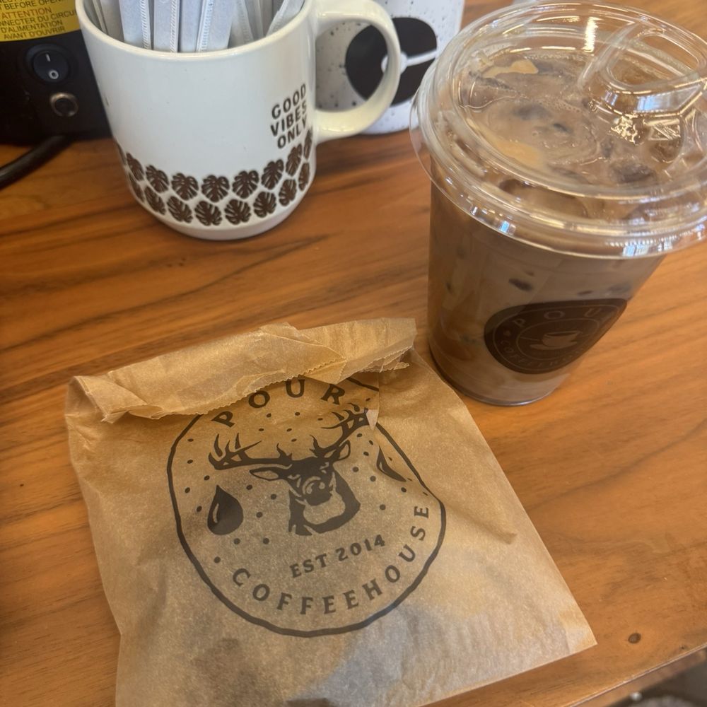 Pour Coffeehouse - Iced Sassy Cuban with Almond Milk. Dairy & Gluten Free Mini Bundt Chocolate Cake. - Coffee & Tea Near Me - Olathe, Kansas Pour Coffeehouse - Iced Sassy Cuban with Almond Milk. Dairy & Gluten Free Mini Bundt Chocolate Cake. - Coffee & Tea Near Me - Olathe, Kansas
