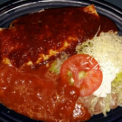 El Charro Mexican Restaurant - Vegetarian dinner: bean burrito, cheese enchilada and bean tostada