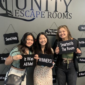 Unity Escape Rooms - After we finished the room we got to take a pic! - Escape Games Near Me - Rancho Cucamonga, California