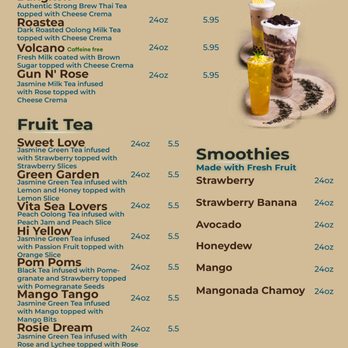Phin Cafe - Tea Menu - Bubble Tea Near Me - San Jose, California