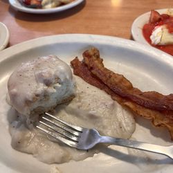 Village Inn - Biscuit and gravy with bacon