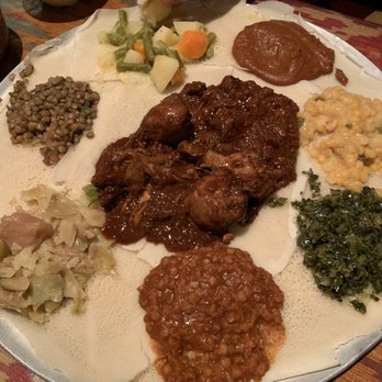 The Blue Nile - Vegetarian plate with beef - Ethiopian Near Me - Ann Arbor, Michigan The Blue Nile - Vegetarian plate with beef - Ethiopian Near Me - Ann Arbor, Michigan