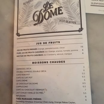 Le Dome - Breakfast menu petit déjeuner - Bars Near Me - Paris, 75