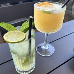 Classic mojito and house frozen margarita